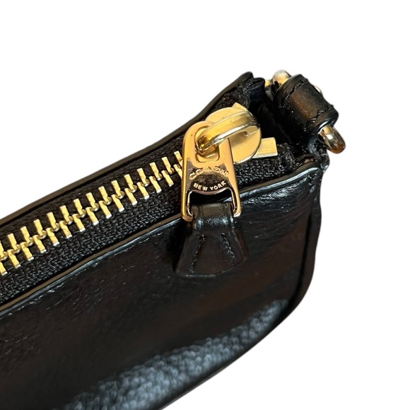 Coach Nolita 19 Black Pebbled Leather Gold Chain Shoulder Bag Crescent Purse - Picture 7 of 12